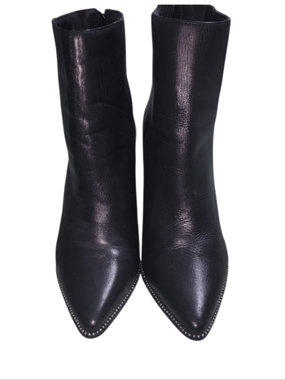 Women's Black Pointed-Toe Leather Boots